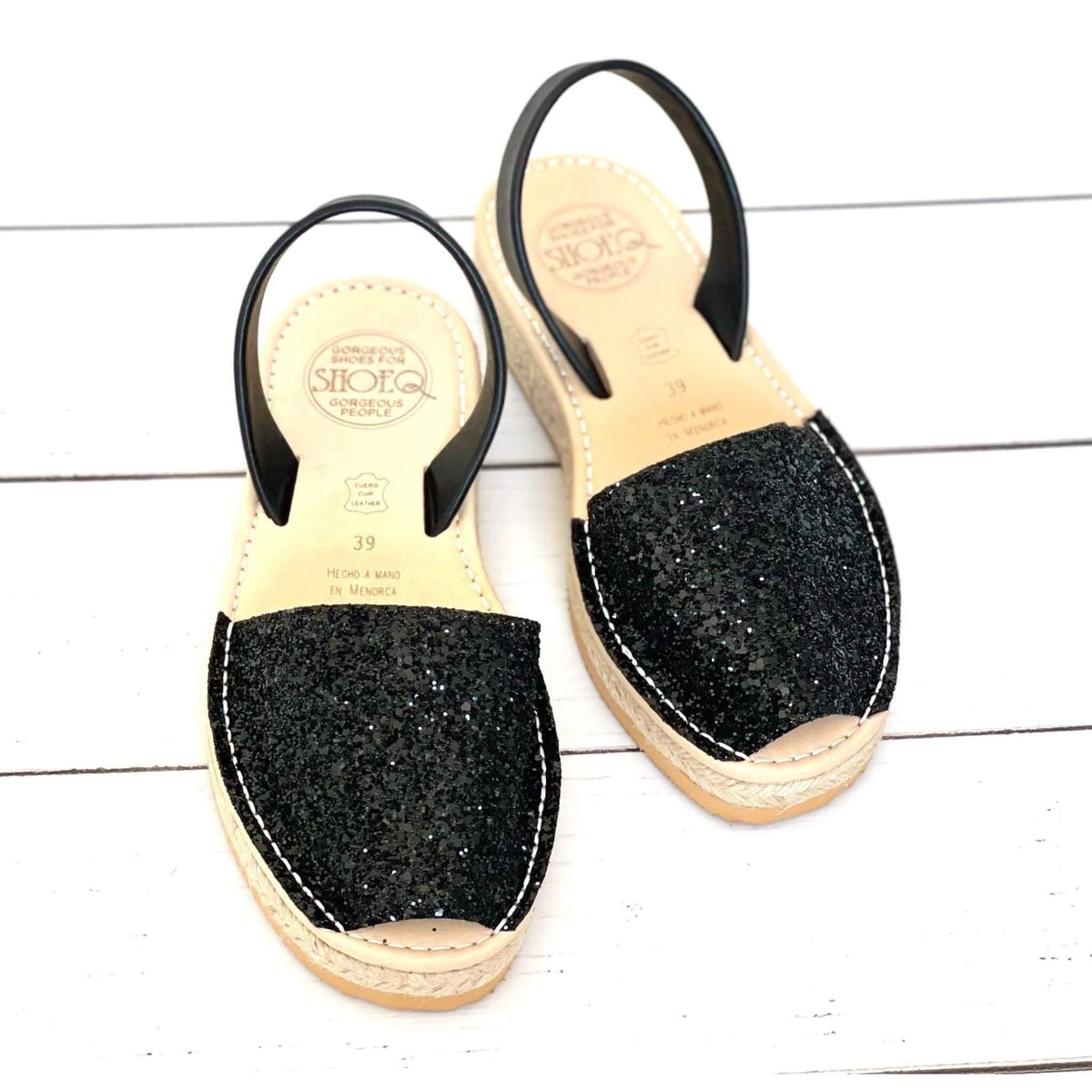 Micro Espadrille Wedge in Midnight Glitter - Shoeq