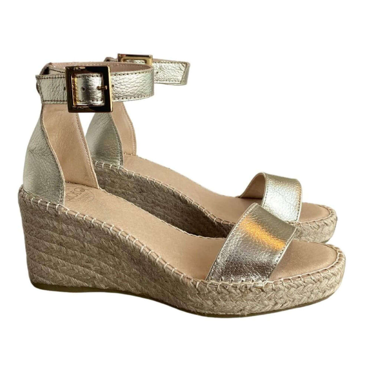 Olivia Espadrille Wedge in Champagne