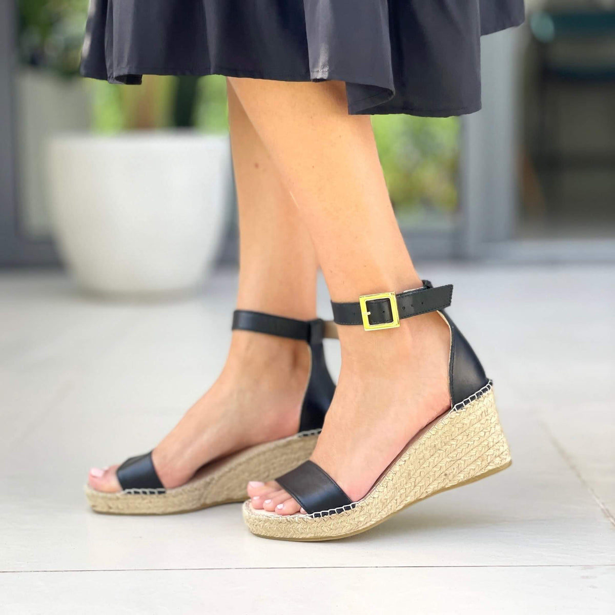 Olivia Espadrille Wedge in Midnight