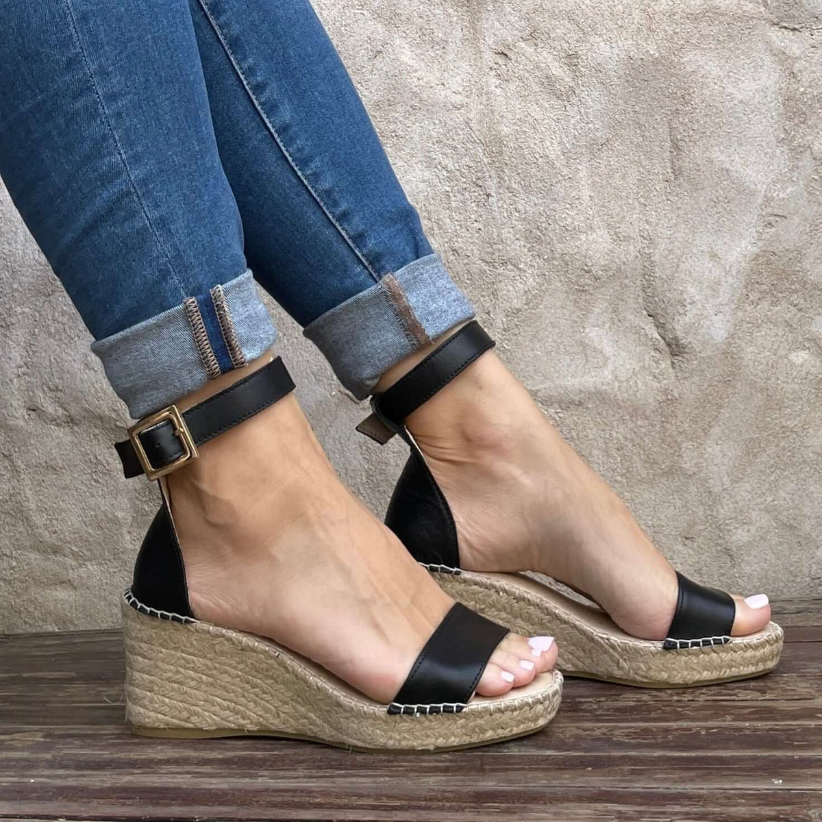 Olivia Espadrille Wedge in Midnight