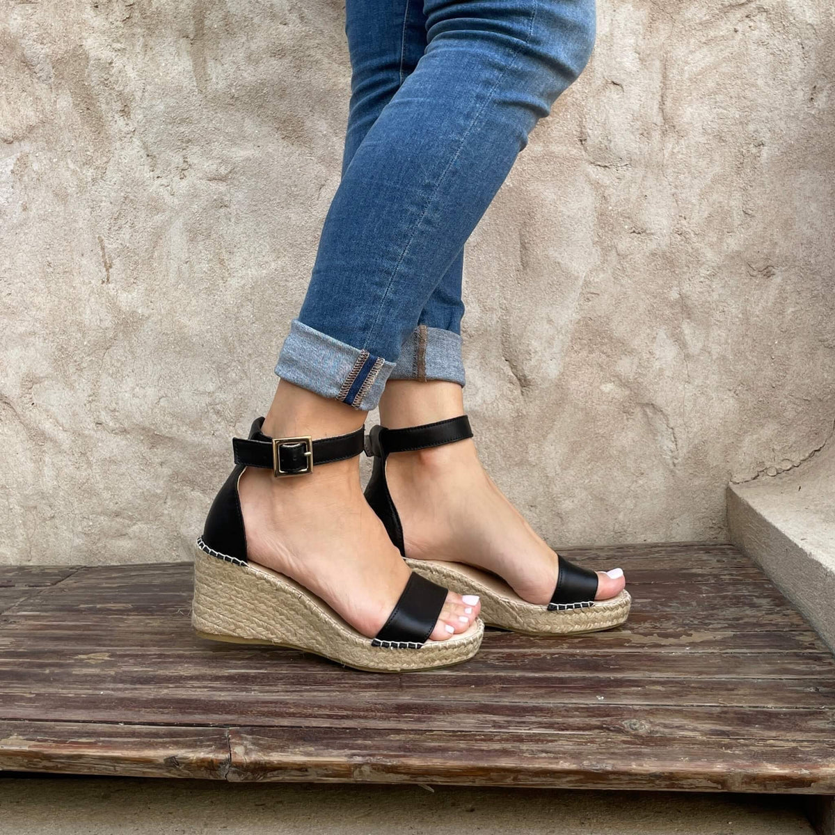 Olivia Espadrille Wedge in Midnight