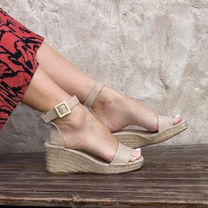 Olivia Espadrille Wedge in Sand