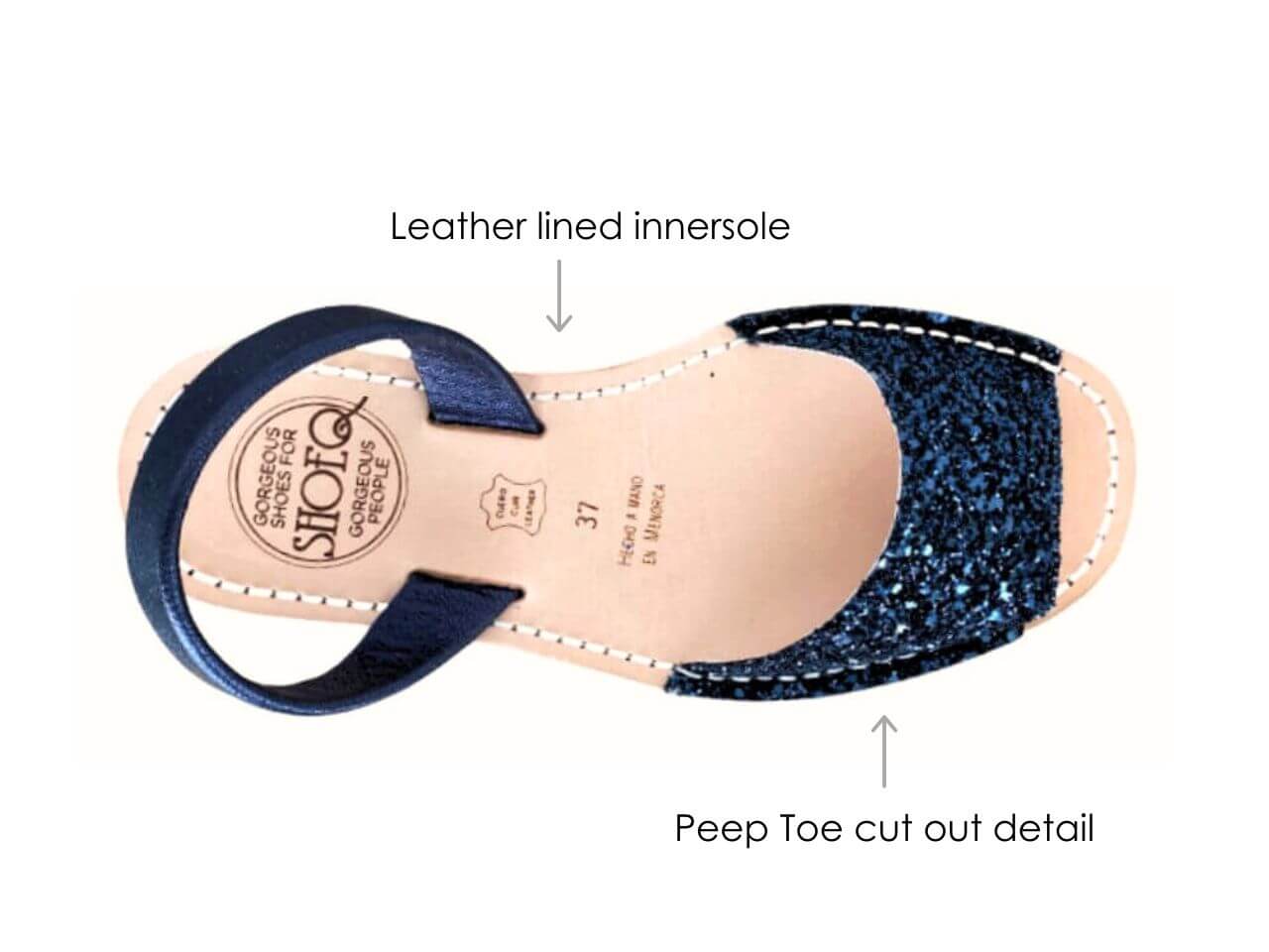 Peekaboo Avarca in Navy Glitter - Shoeq