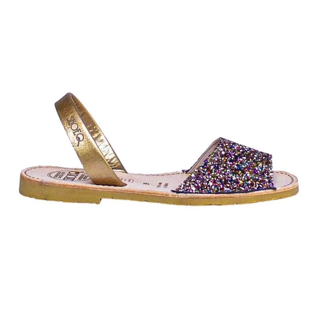 Peekaboo Avarca in Rainbow Gold Glitter - Shoeq