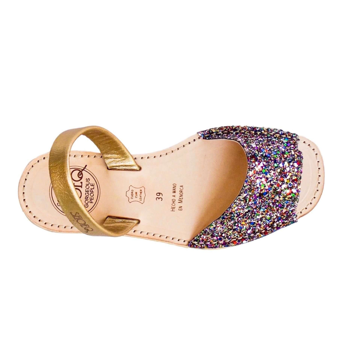 Peekaboo Avarca in Rainbow Gold Glitter - Shoeq