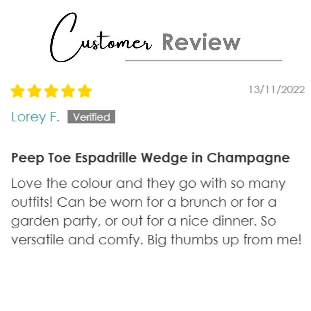 Peep Toe Espadrille Wedge in Champagne - Shoeq