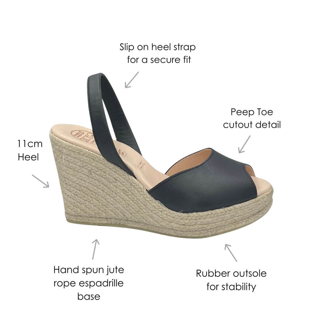 Roxy Espadrille Wedge (&#39;24 Edit) in Charcoal - Shoeq