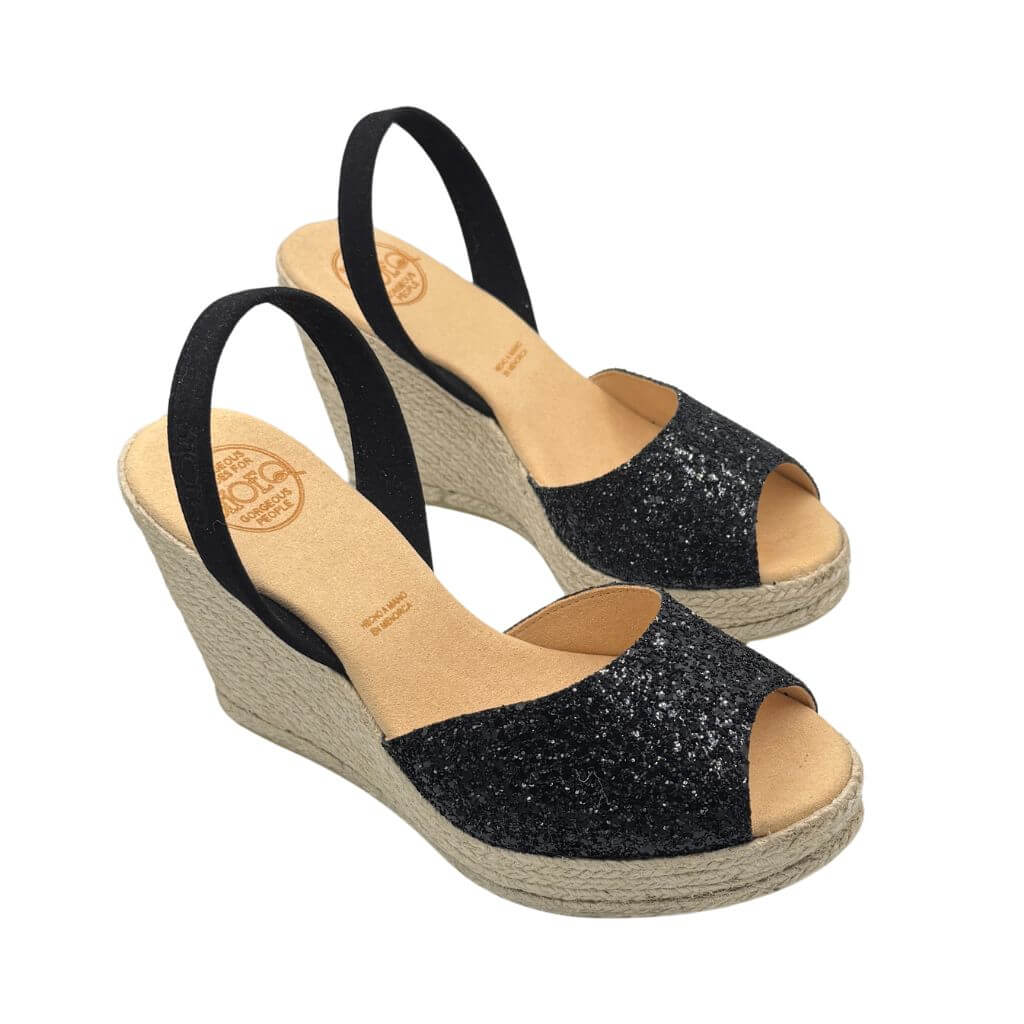 Roxy Espadrille Wedge ('24 Edit) in Midnight Glitter - Shoeq