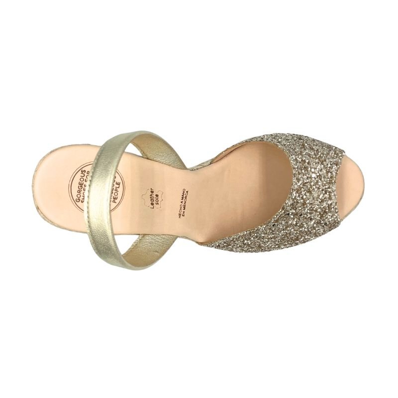 Roxy Espadrille Wedge in Champagne Glitter - the 2024 Edit - Shoeq