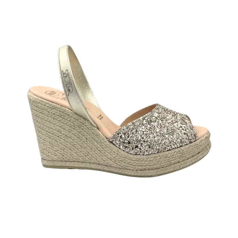 Roxy Espadrille Wedge in Champagne Glitter - the 2024 Edit - Shoeq