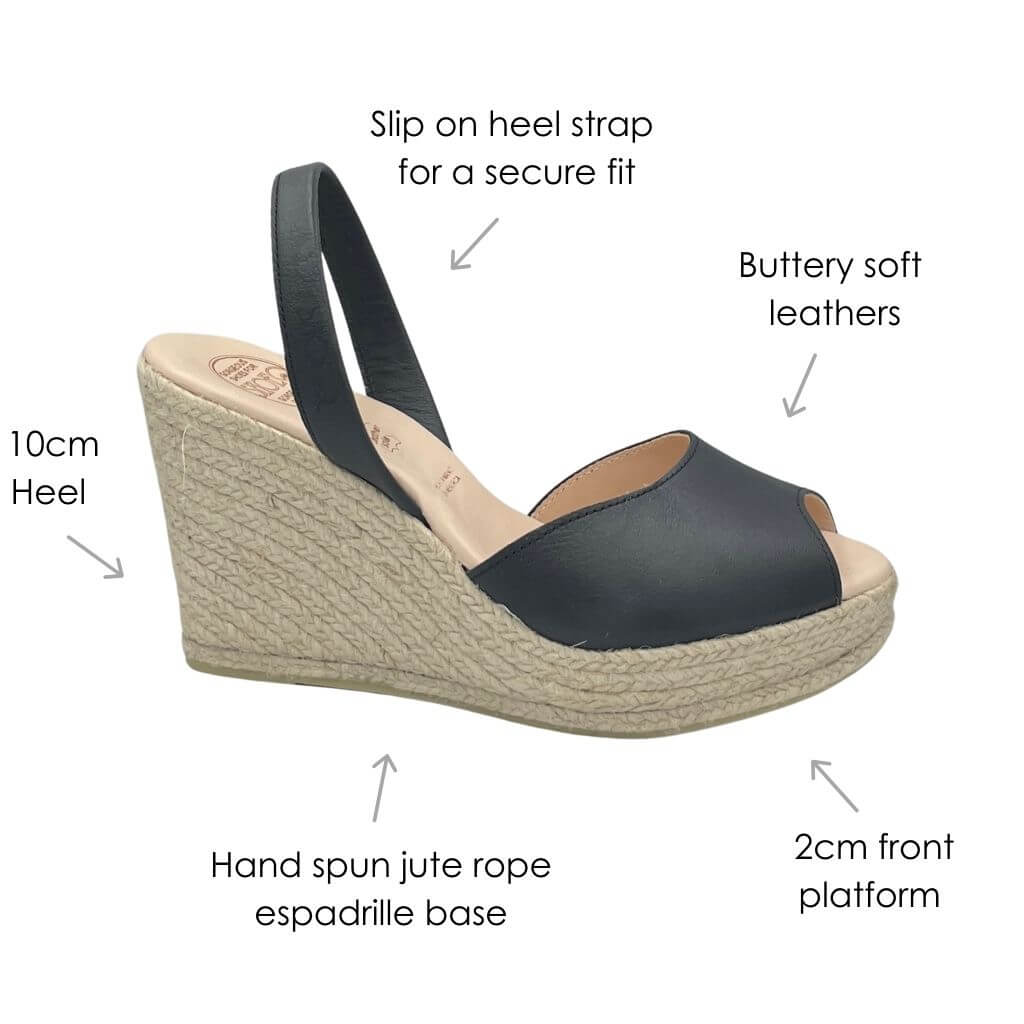 Roxy Espadrille Wedge in Charcoal - Shoeq