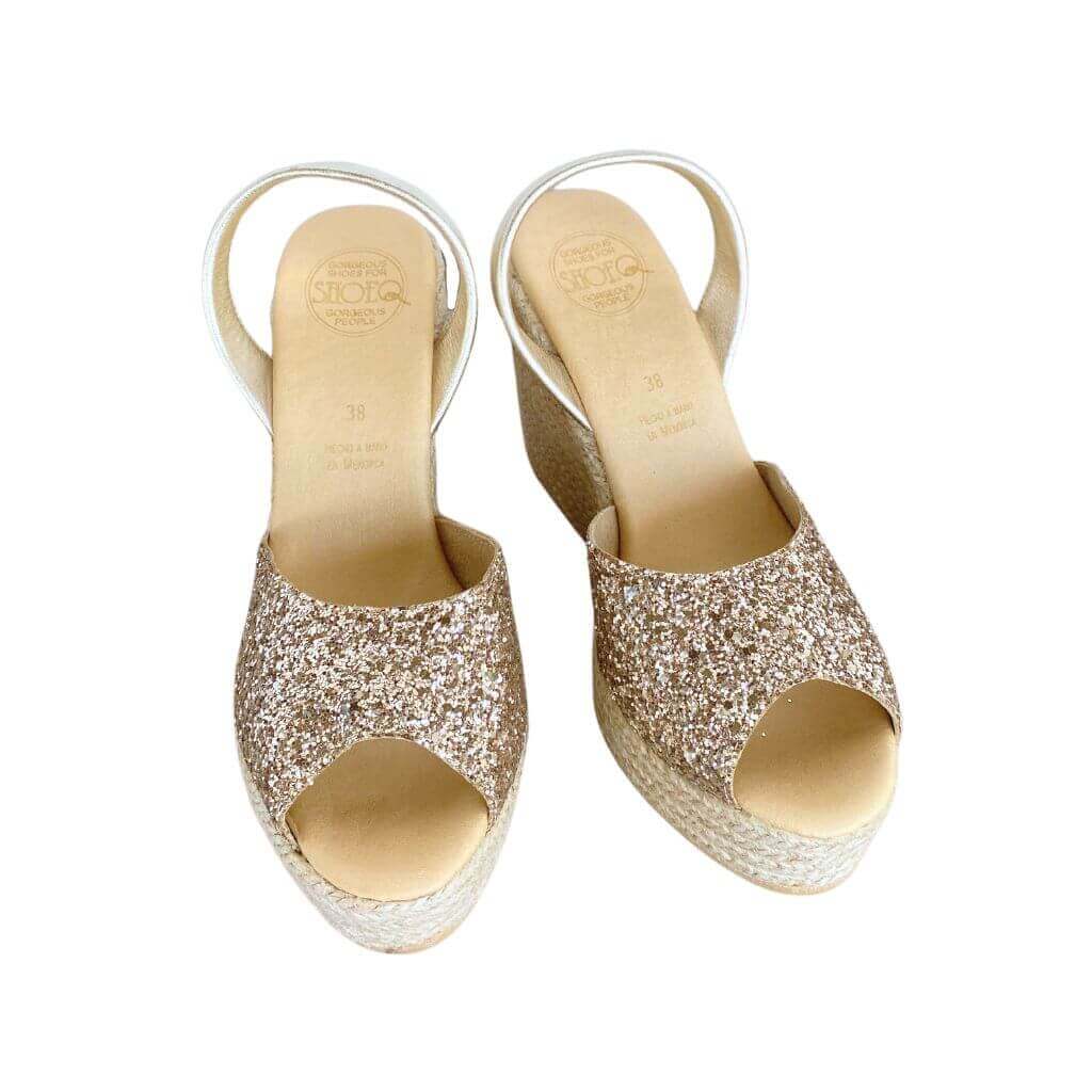 Roxy Wedge ('23 Edit) in Champagne Glitter - Shoeq