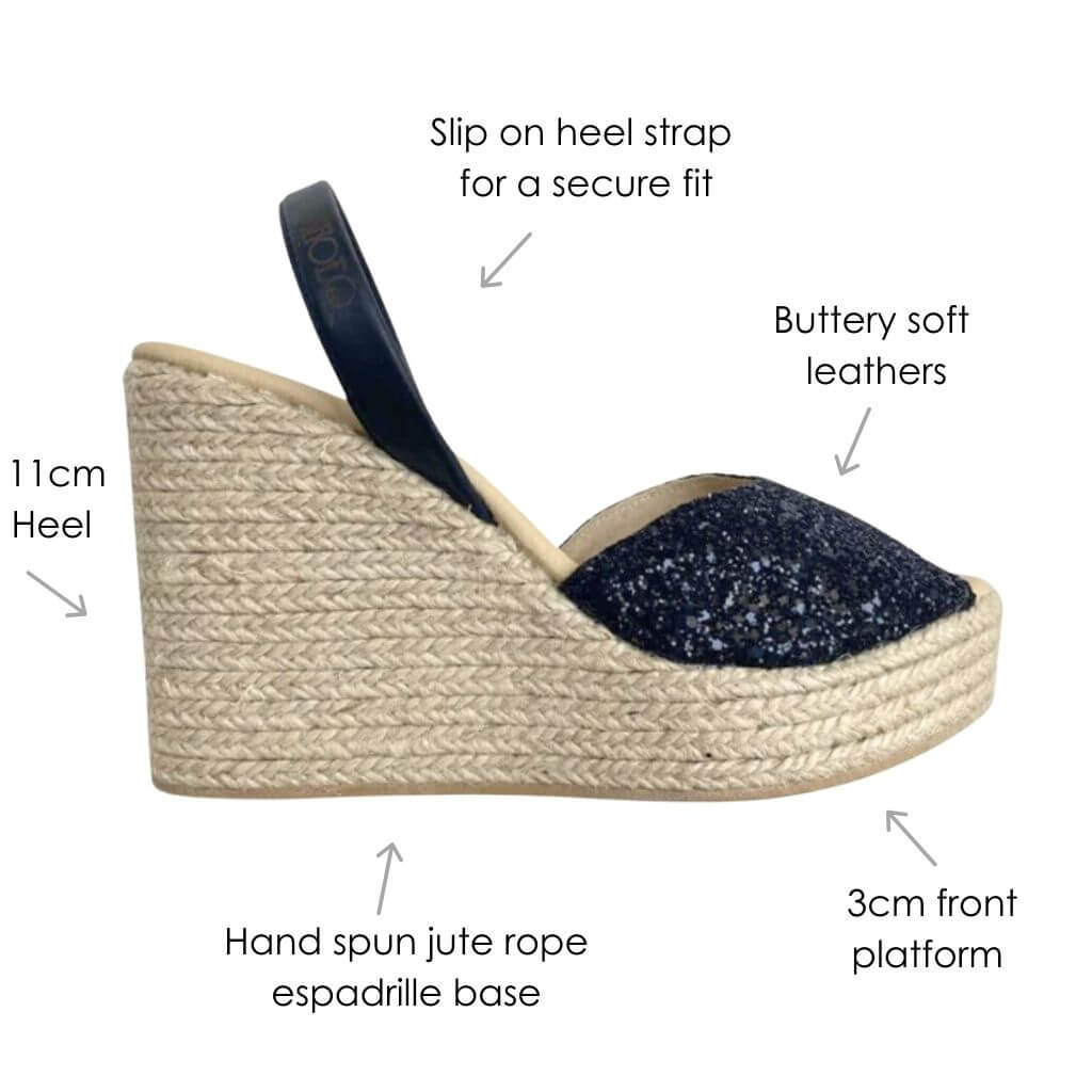 Roxy Wedge ('23 Edit) in Midnight Glitter - Shoeq