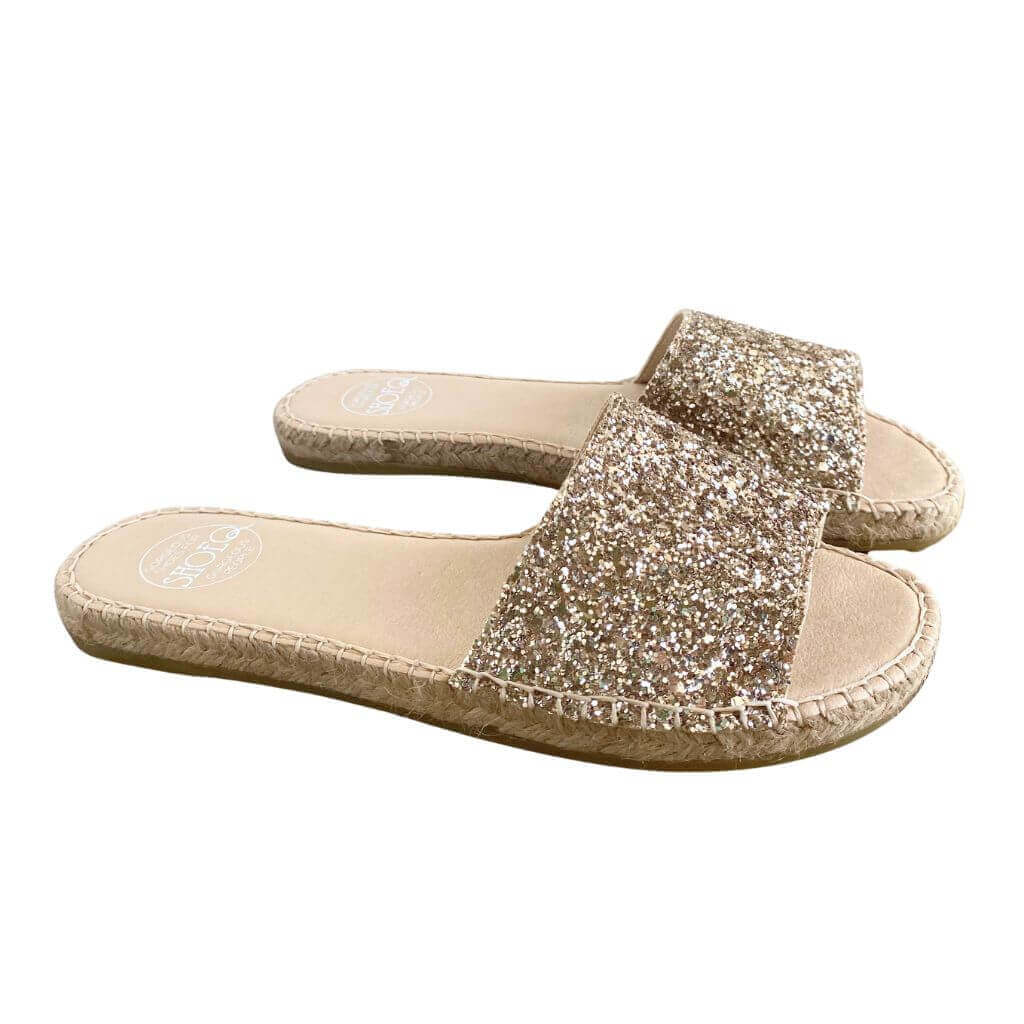 Summer Espadrille in Champagne Glitter - Shoeq