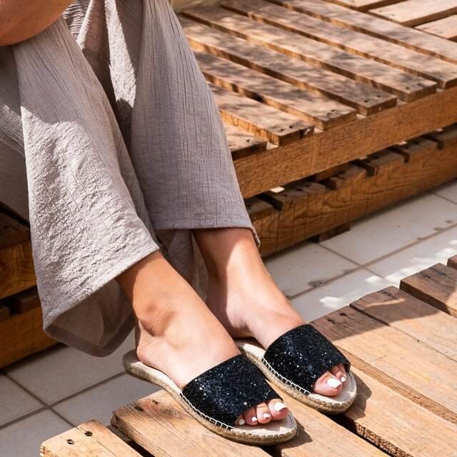 Summer Espadrille in Midnight Glitter