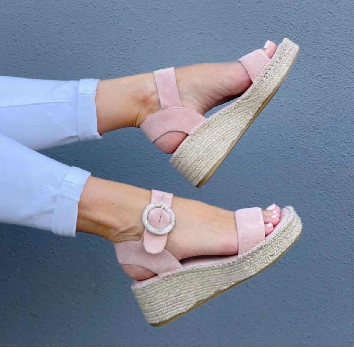 Tasha Espadrille Wedge in Blush - Shoeq