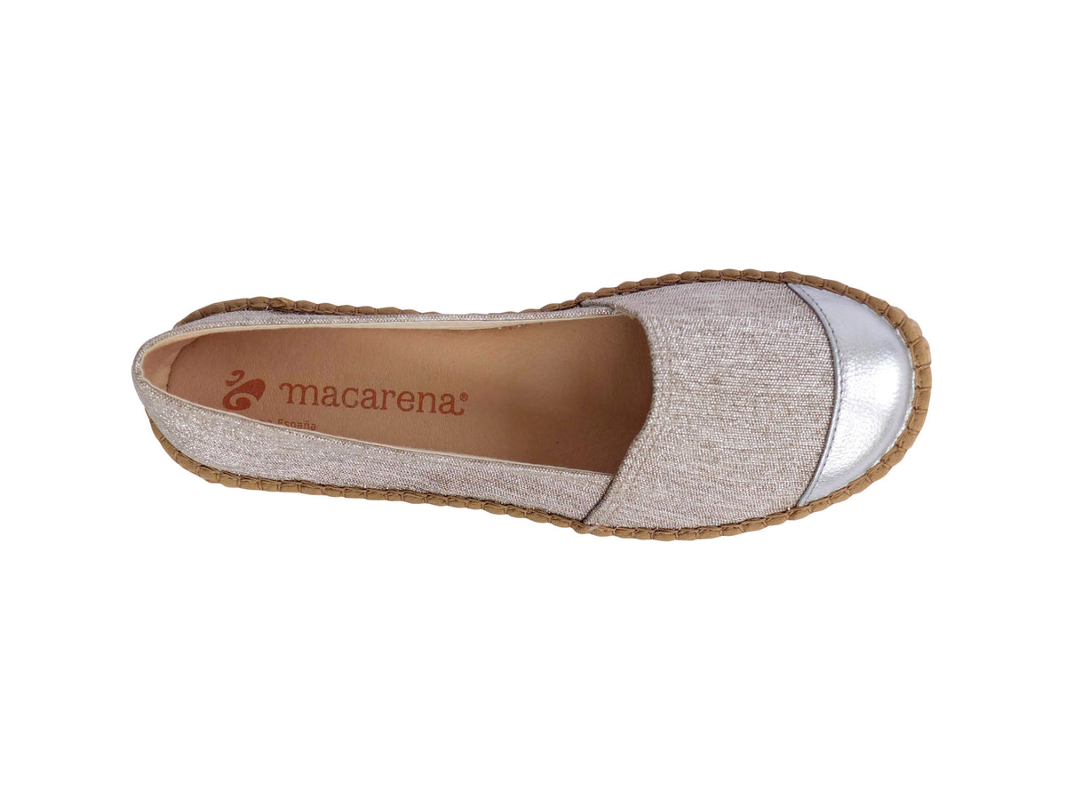 Handcrafted Silver Sparkle Classic Espadrilles for Women : Style &amp; Craftsmanship | Flat Shoes | Shoeq