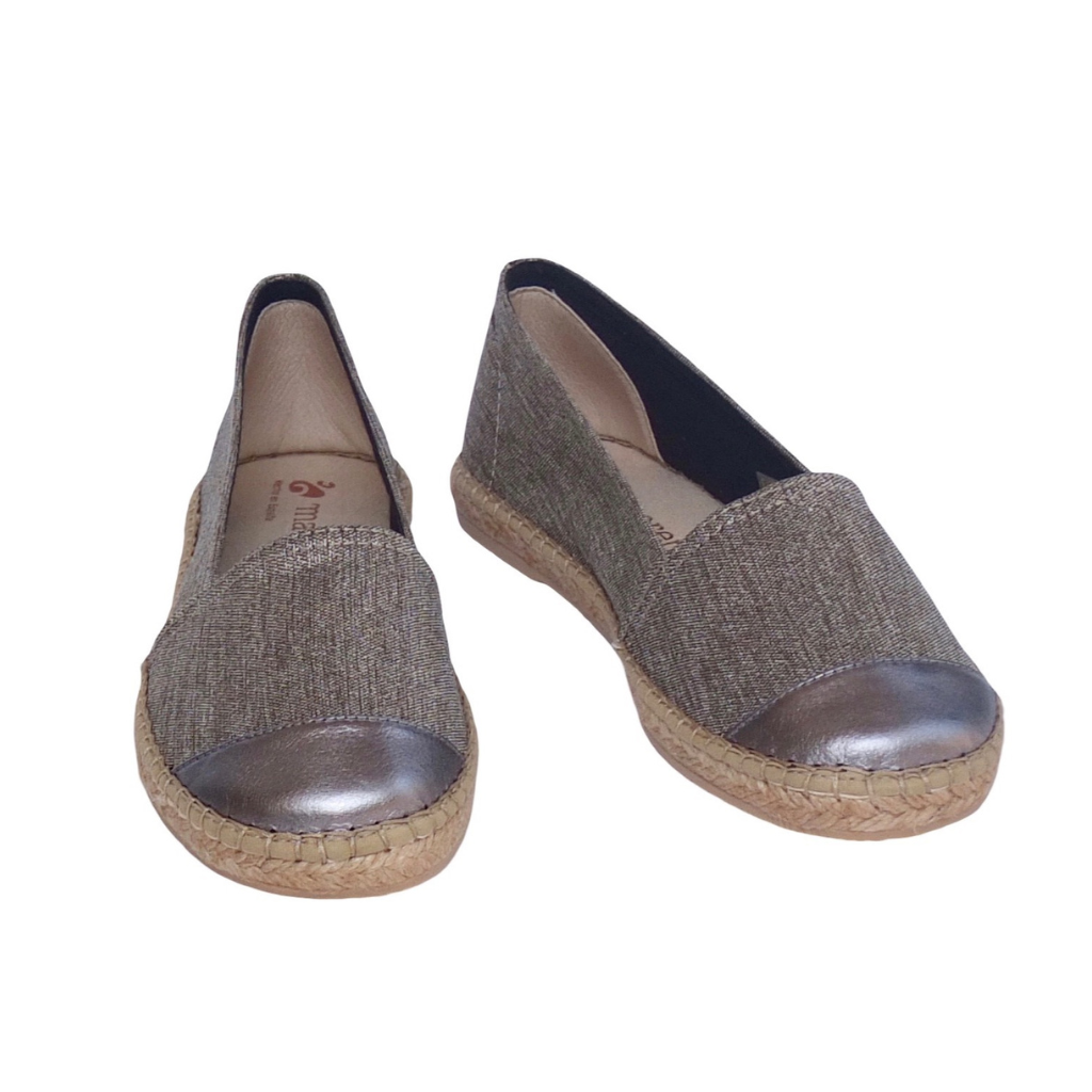 Handcrafted Charcoal Sparkle Classic Espadrilles | Flat Shoes | Shoeq