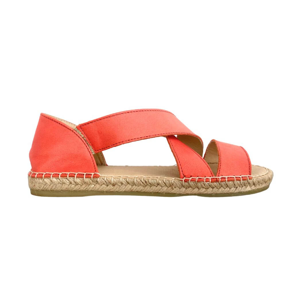 Beach Espadrille in Coral Leather - Shoeq