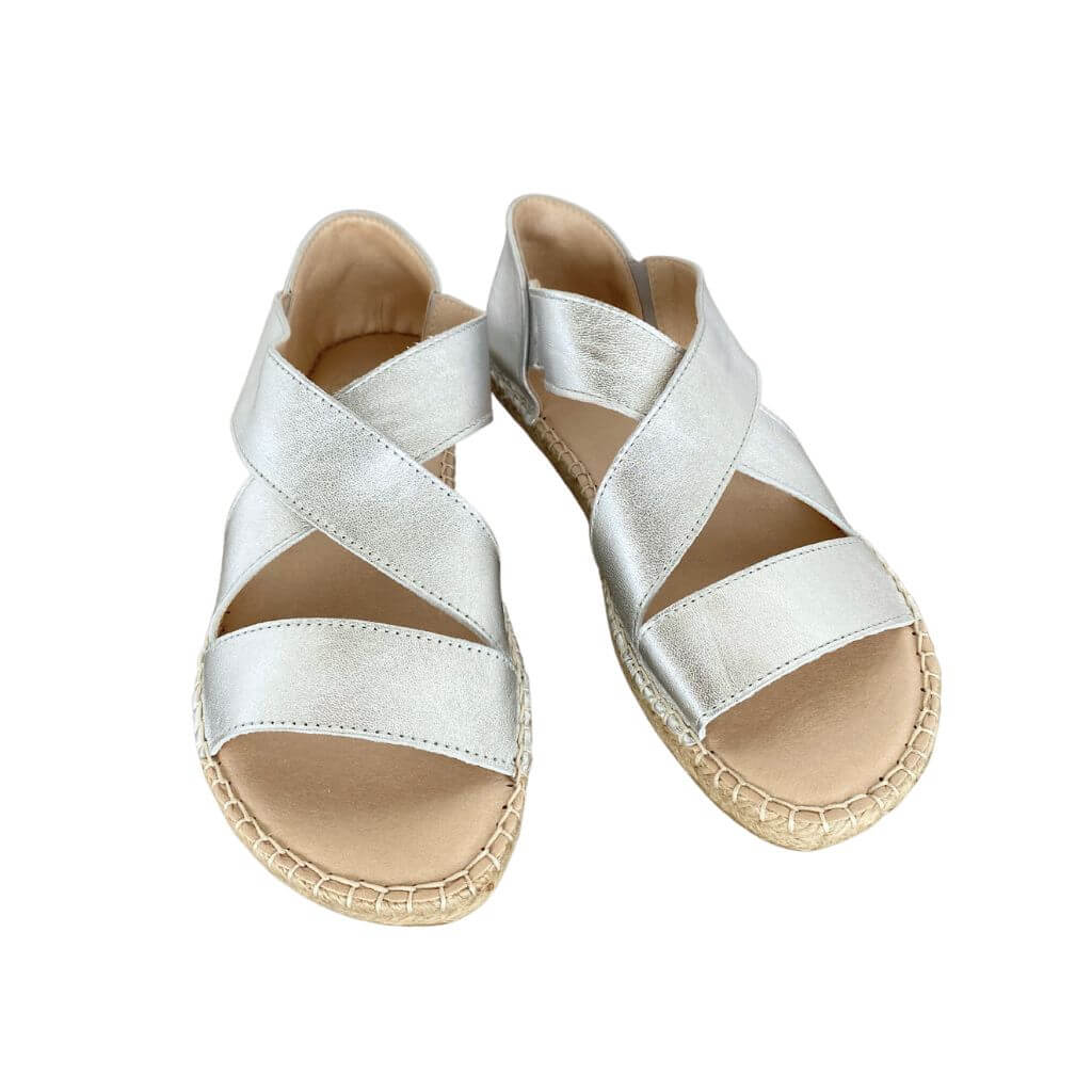 Beach Espadrille in Metallic Silver - Shoeq