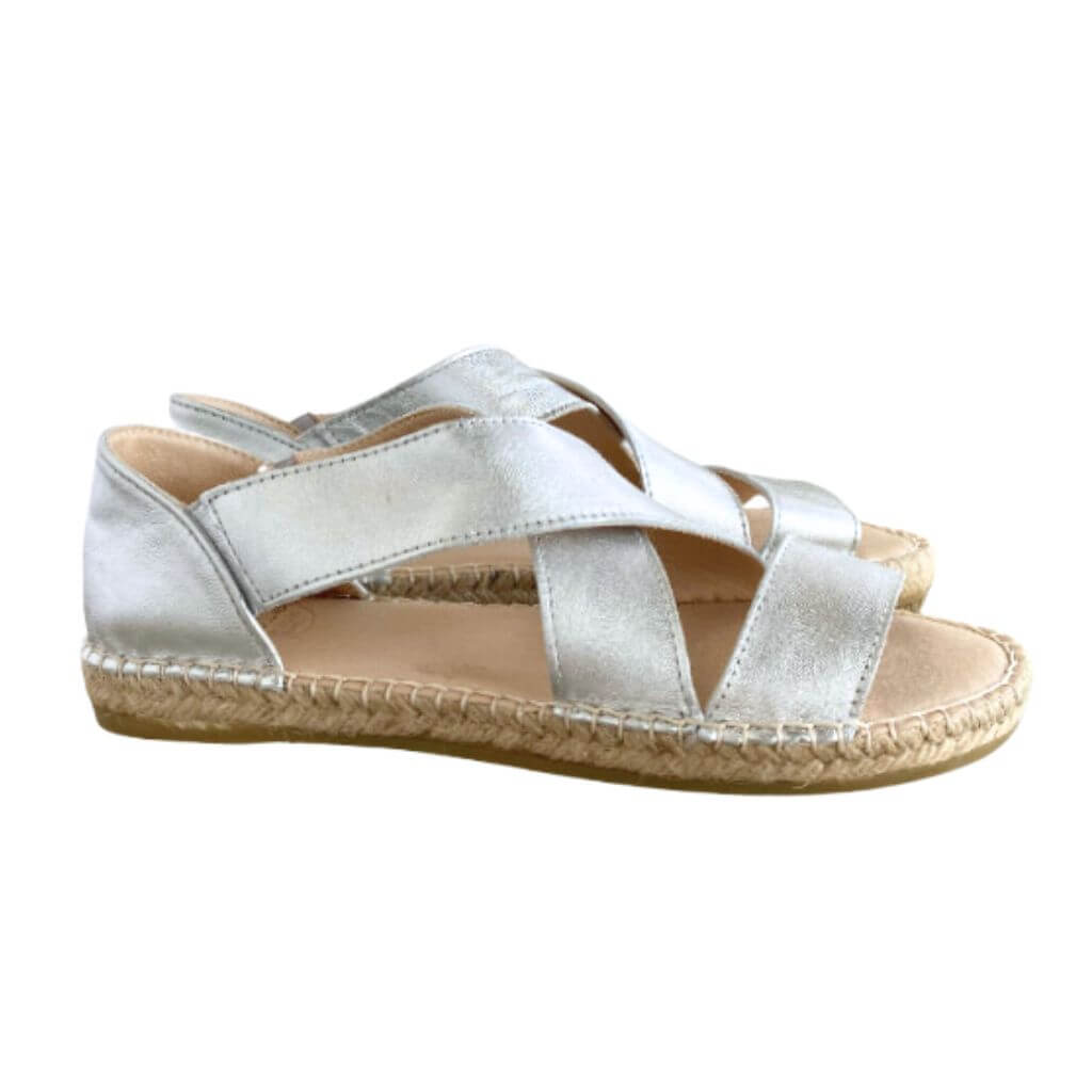 Beach Espadrille in Metallic Silver - Shoeq