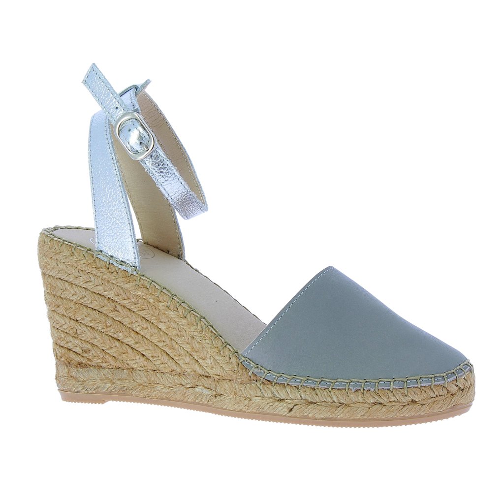 Carla Espadrille Wedge in Silver Grey - Shoeq