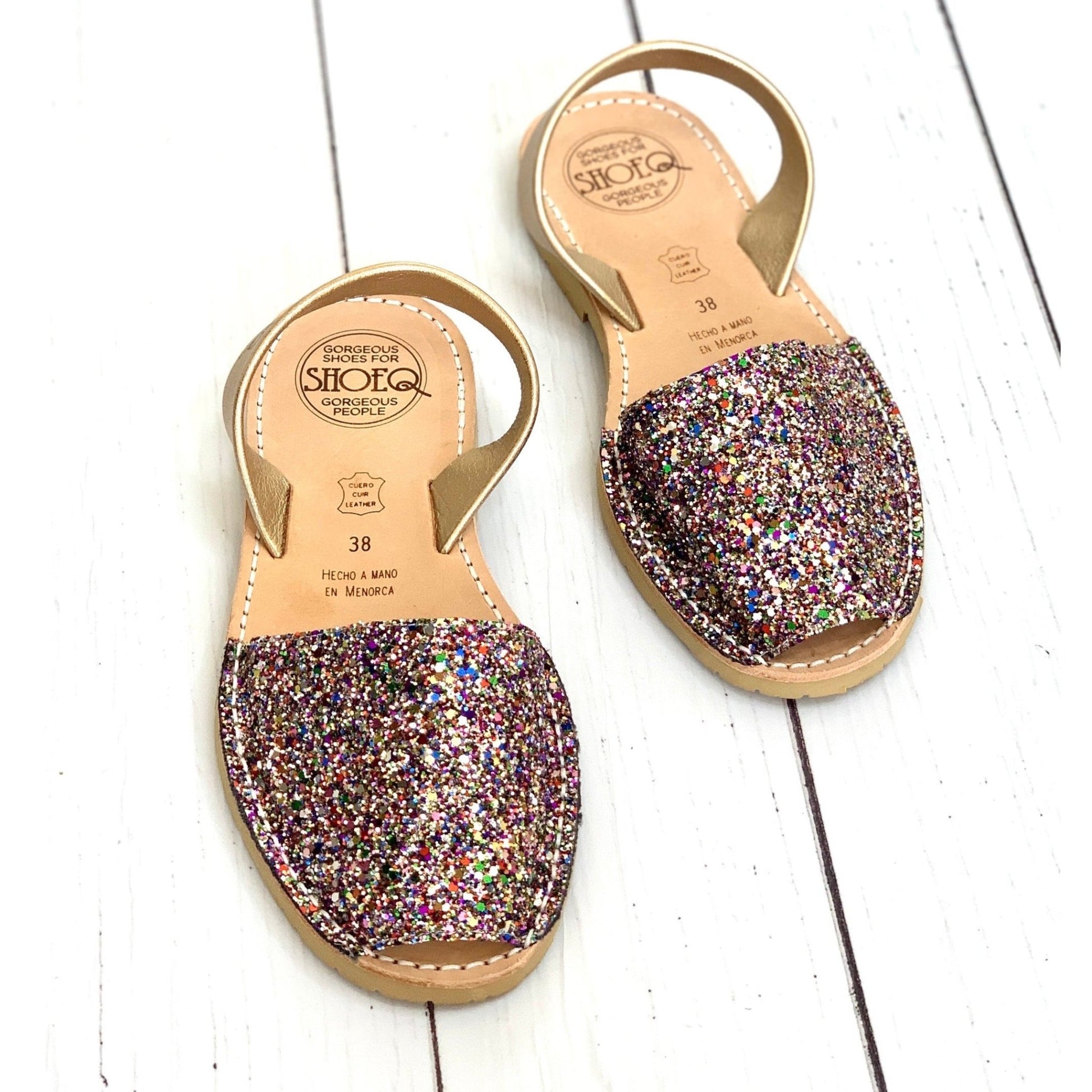 Classic Avarca in Rainbow Gold Glitter - Shoeq