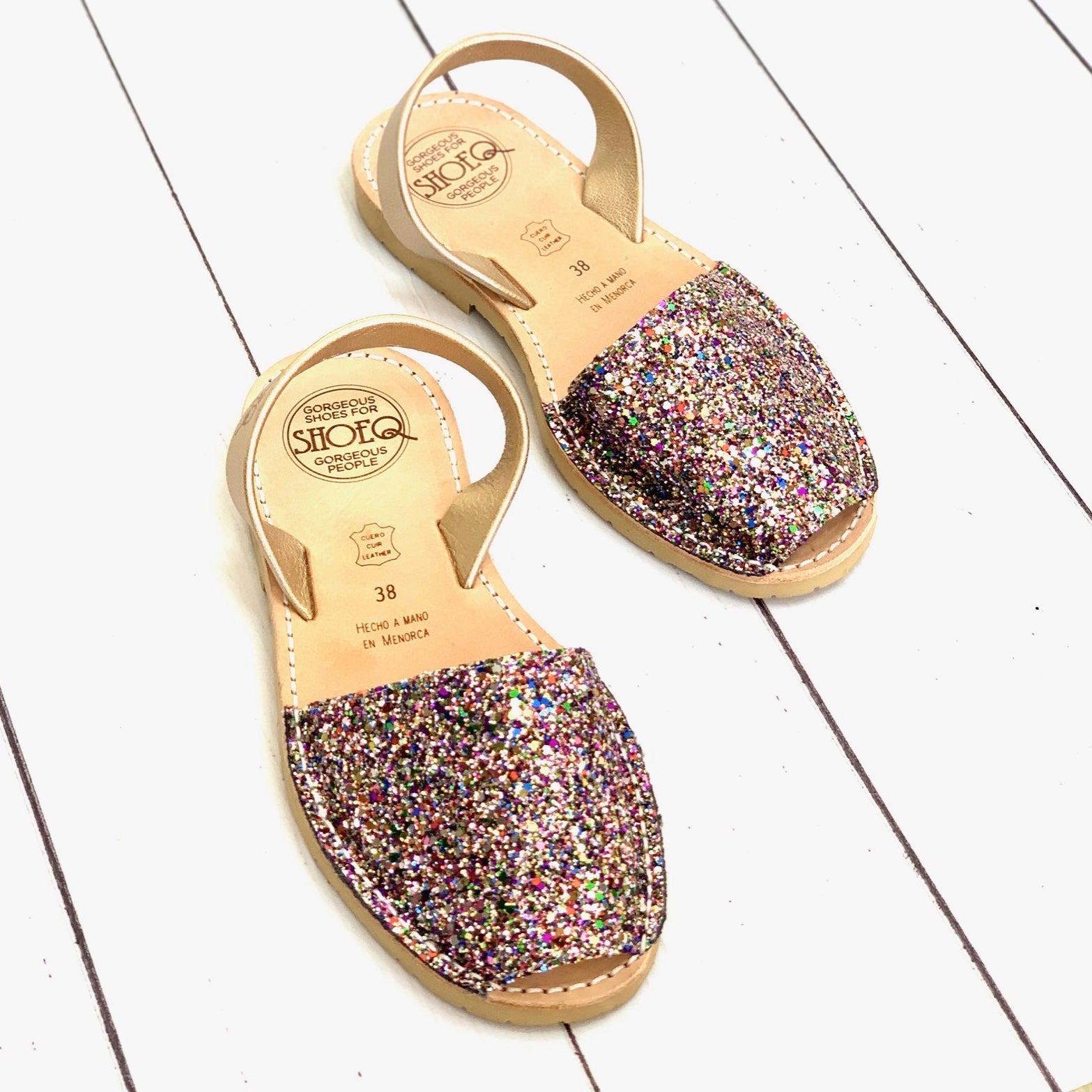 Classic Avarca in Rainbow Gold Glitter - Shoeq