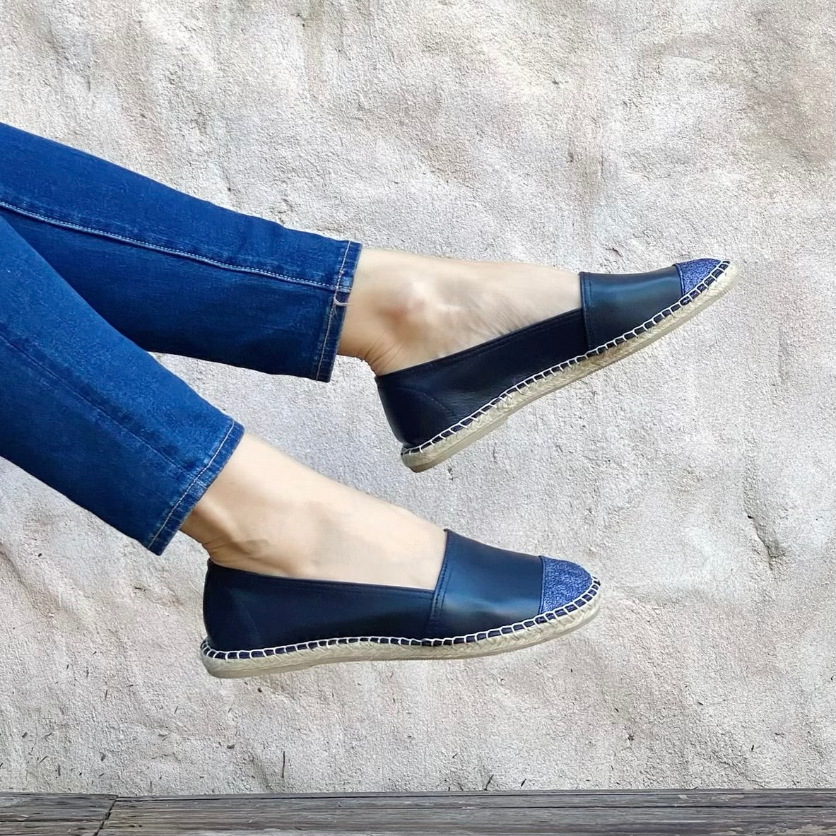 Classic Espadrille in Navy Glitter - Shoeq