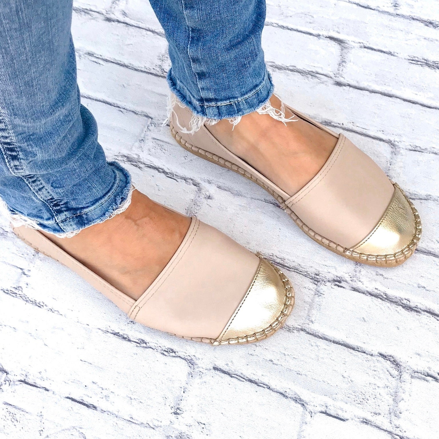 Classic Espadrille In Sandy Champagne - Shoeq