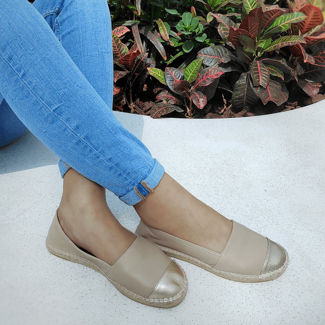 Classic Espadrille In Sandy Champagne - Shoeq