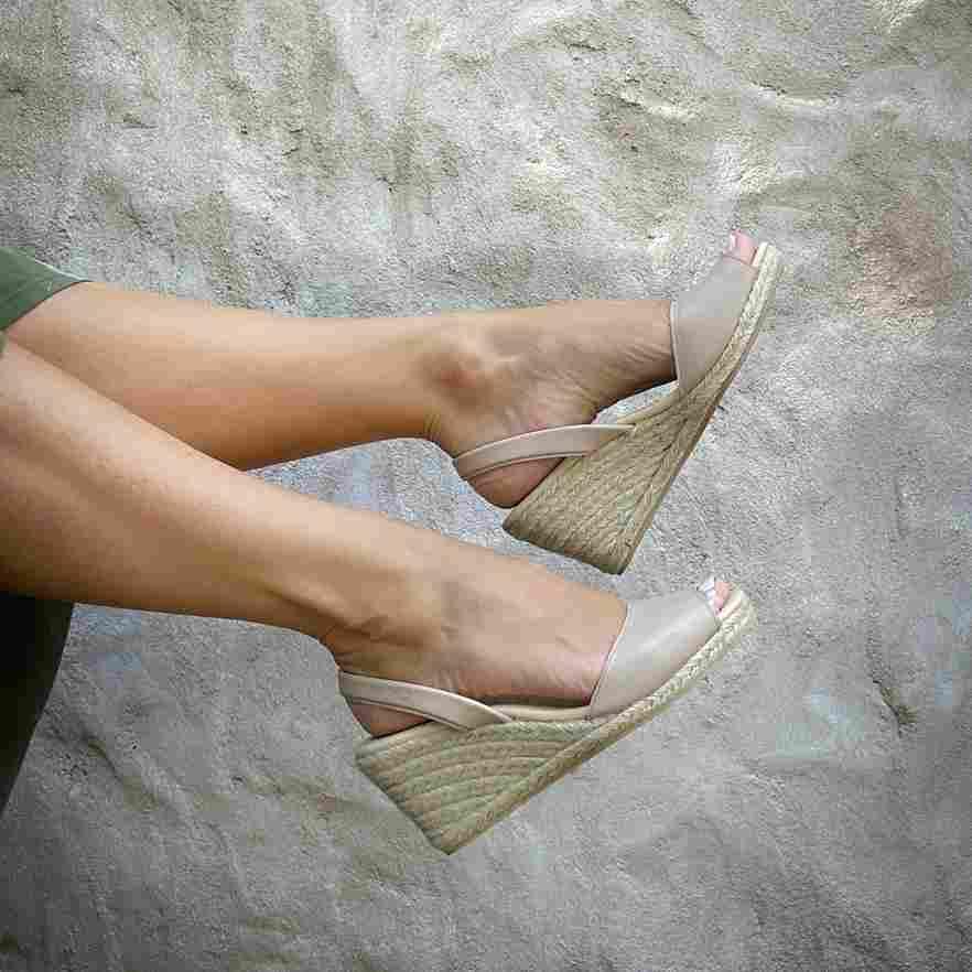 Classic Espadrille Wedge in Latte - Shoeq