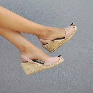 Classic Espadrille Wedge in Latte - Shoeq