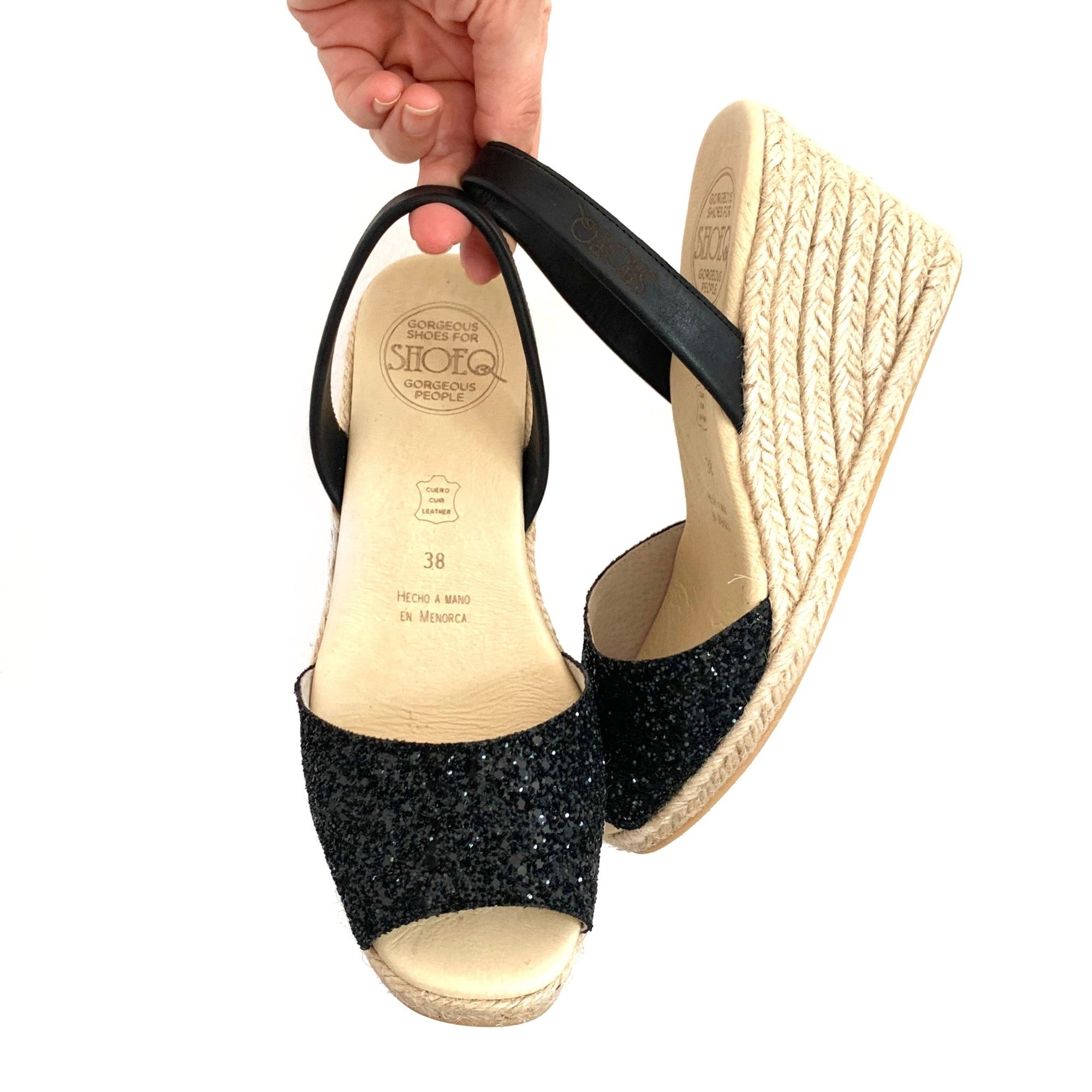 Classic Espadrille Wedge in Midnight Glitter - Shoeq