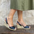 Classic Espadrille Wedge in Navy Sheen - Shoeq