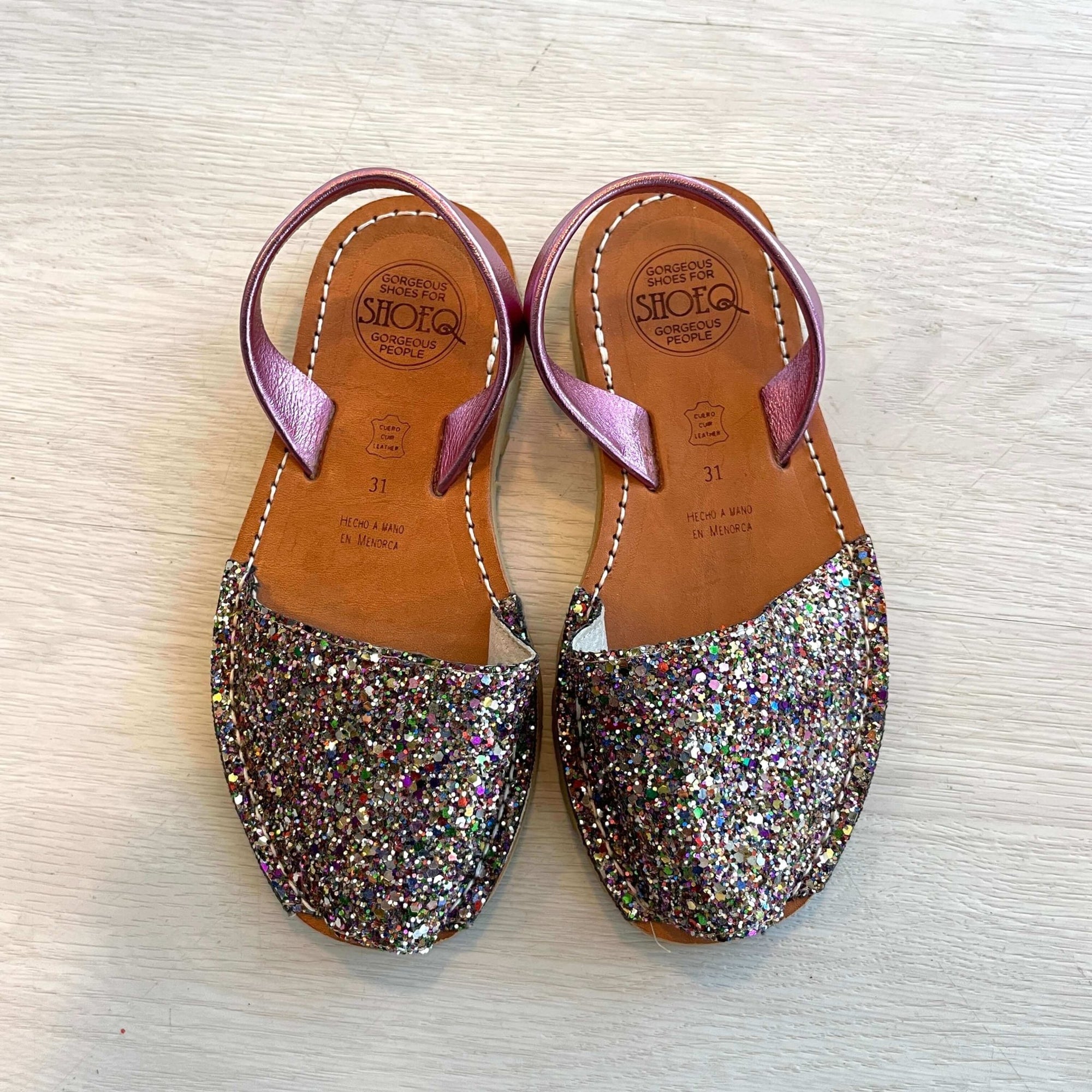DS - Girls Classic Avarca in Rainbow Pink Glitter - outlet item - Shoeq