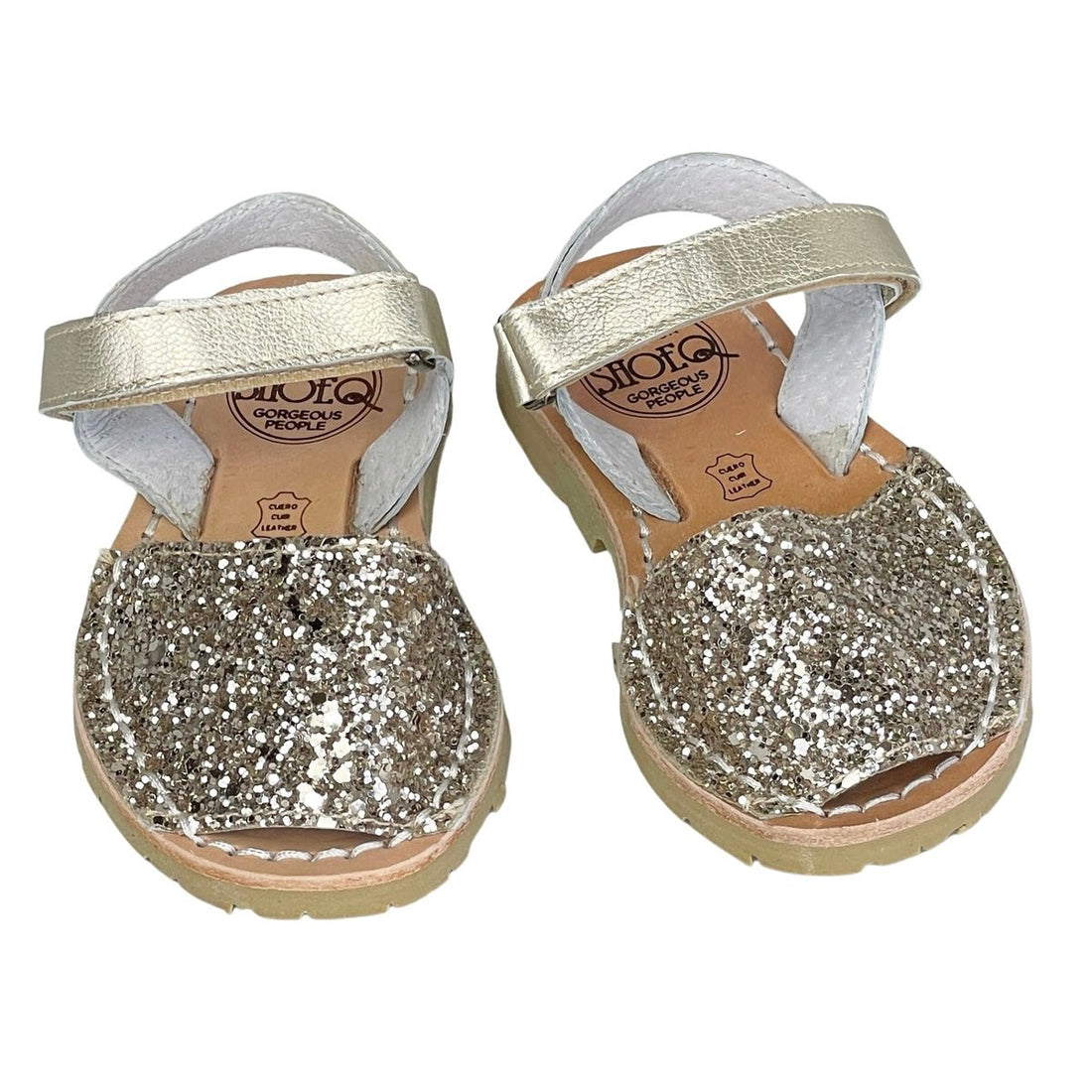 Girls Ankle Strap Avarca in Champagne Glitter - Shoeq