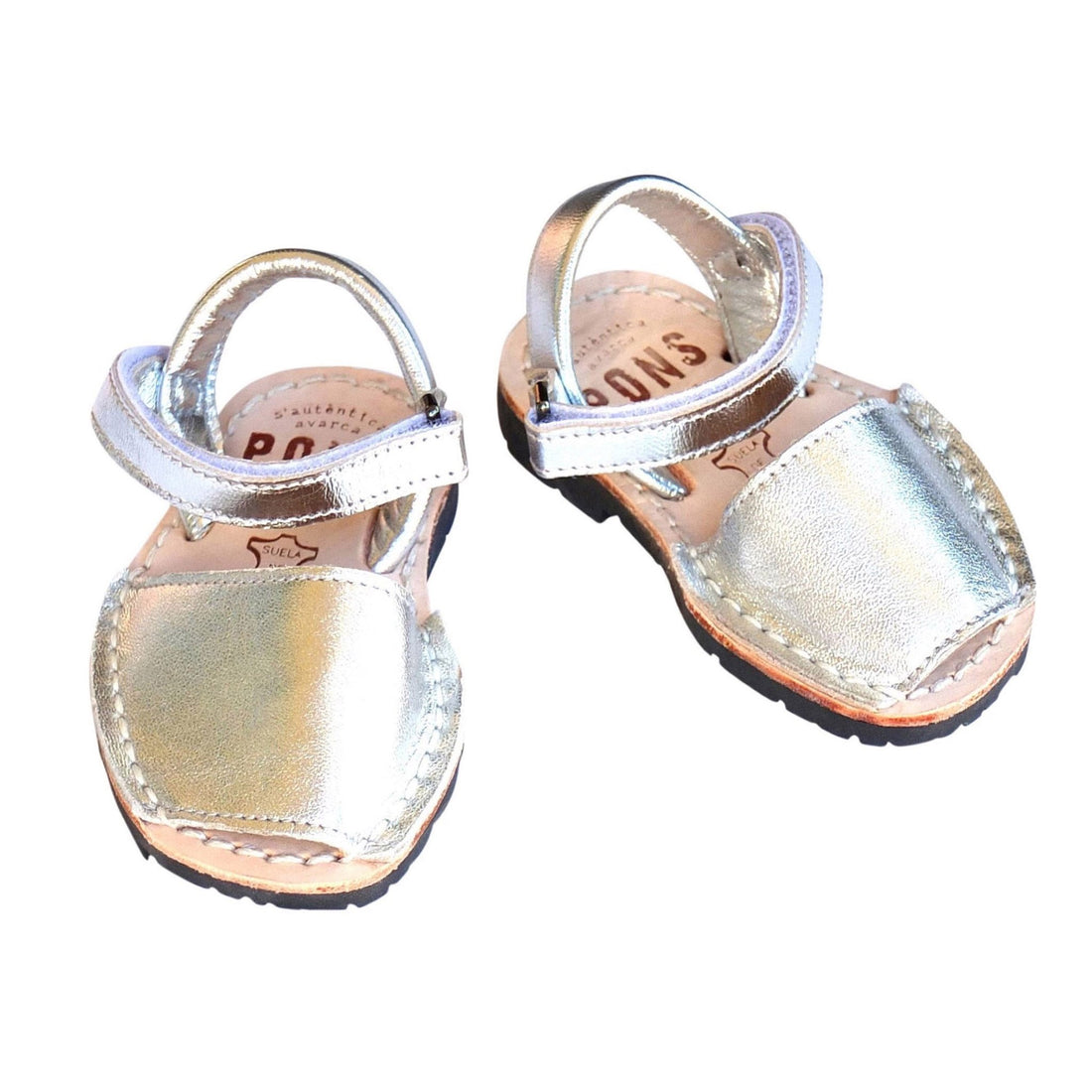 Girls Ankle Strap Avarca in Metallic Silver - Shoeq