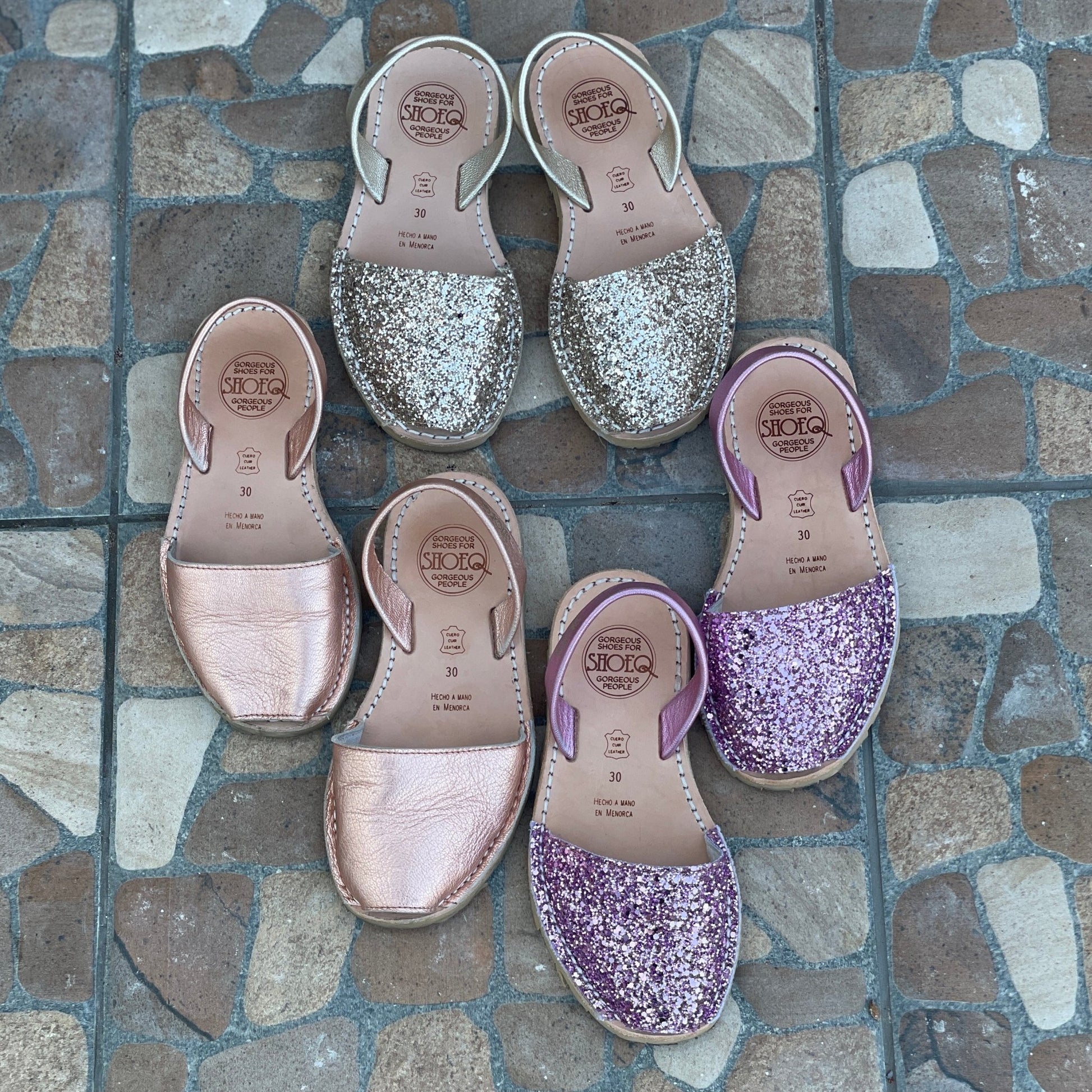 Girls Classic Avarca in Champagne Glitter - Shoeq