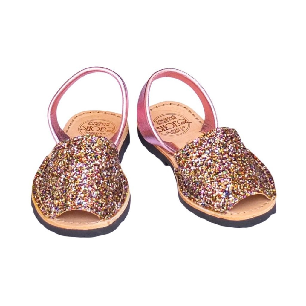 Girls Classic Avarca in Rainbow Pink Glitter - Shoeq