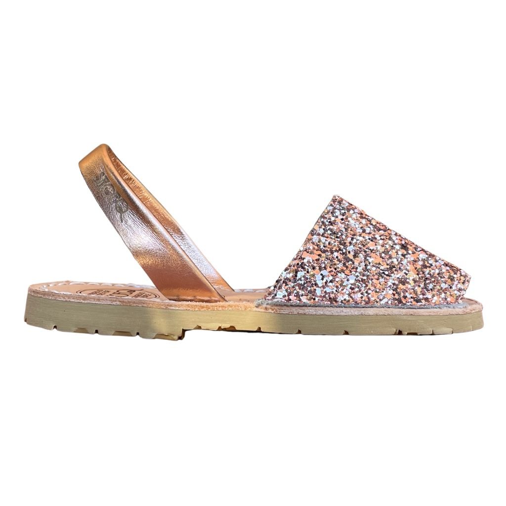 Girls Classic Avarca in Rose Gold Glitter - Shoeq