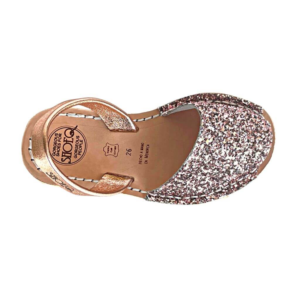 Girls Classic Avarca in Rose Gold Glitter - Shoeq