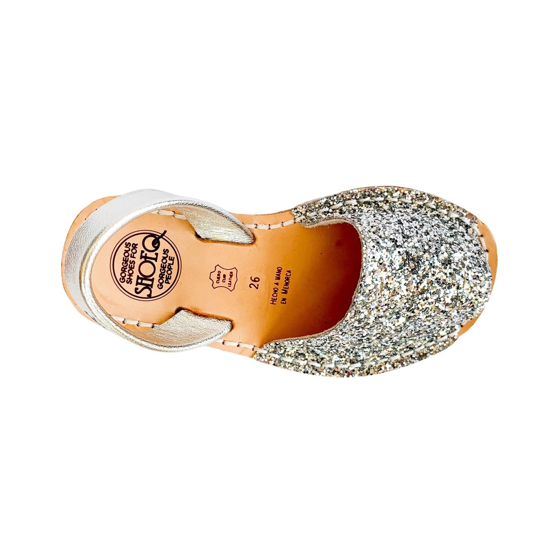 Girls Classic Avarca in Silver Glitter - Shoeq