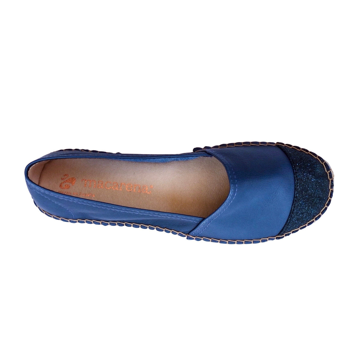 Traditional Espadrilles with a Dazzling Royal Blue Glitter Twist | Flat Shoes |  Shoeq