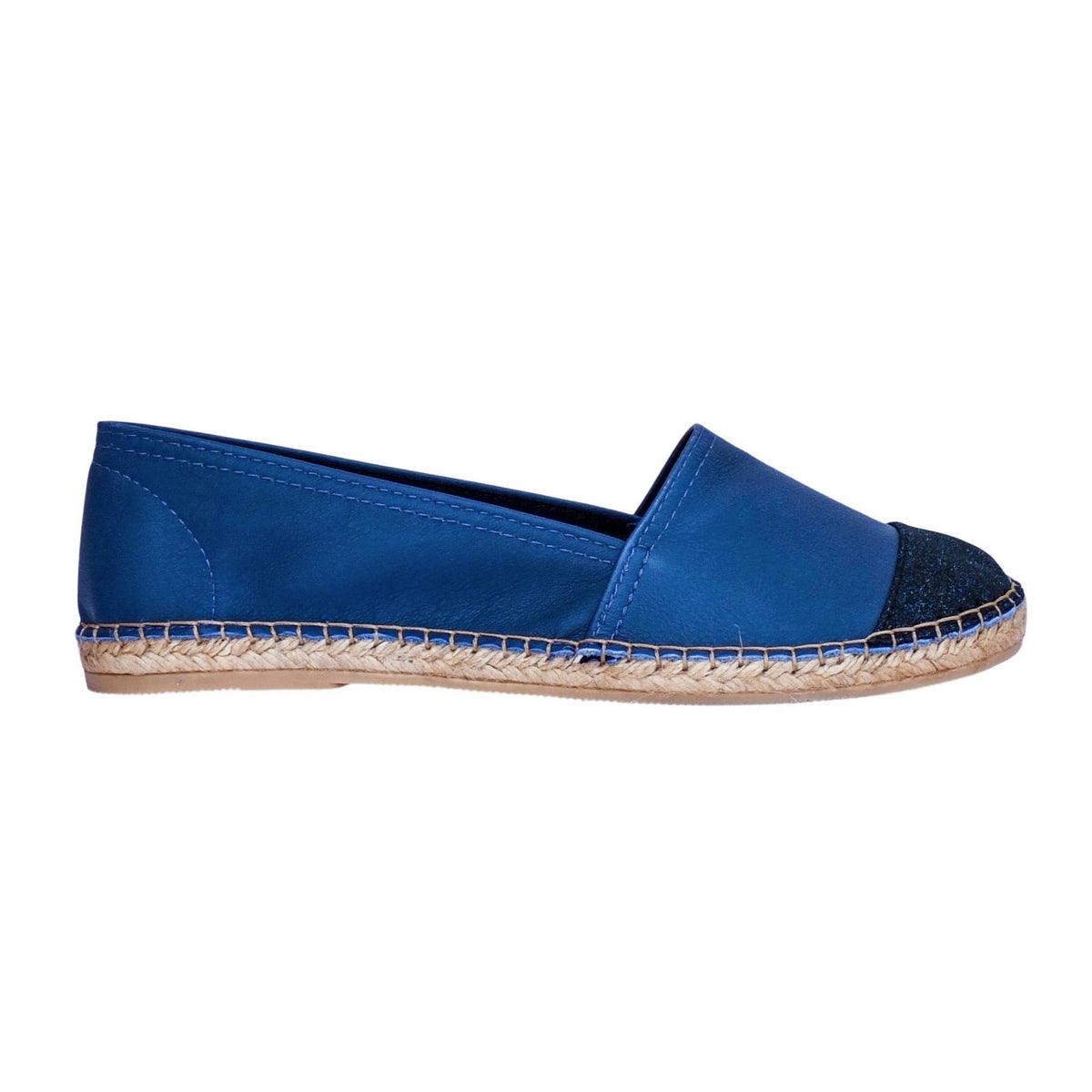 Classic Espadrilles in Royal Blue Glitter | Flat Shoes | Shoeq