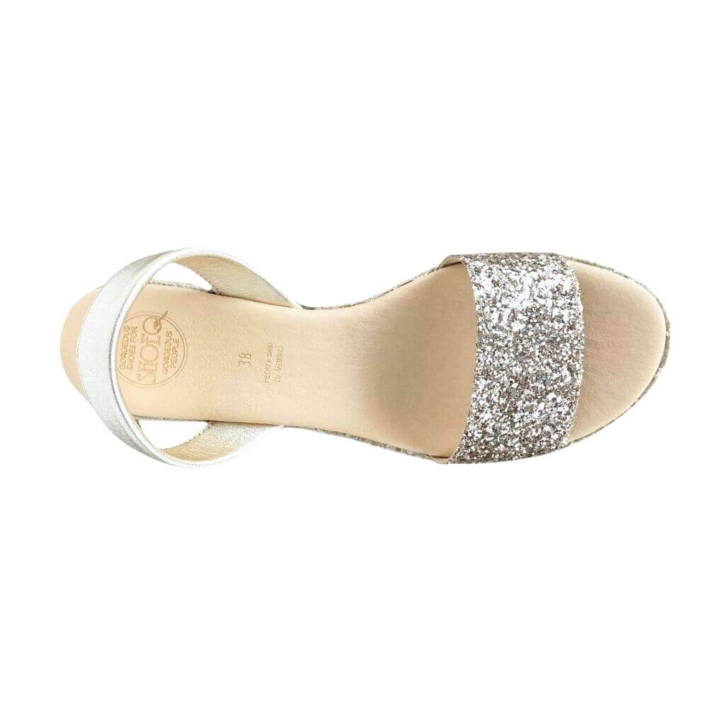 Lexie Espadrille Wedge in Champagne Glitter - Shoeq