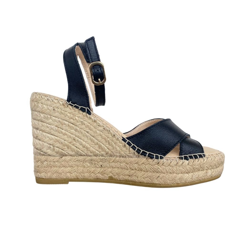 Lucia Espadrille Wedge in Midnight - Shoeq
