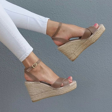 Lucia Espadrille Wedge in Mocha - Shoeq