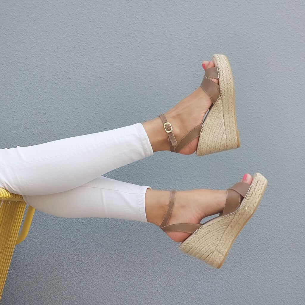 Lucia Espadrille Wedge in Mocha - Shoeq