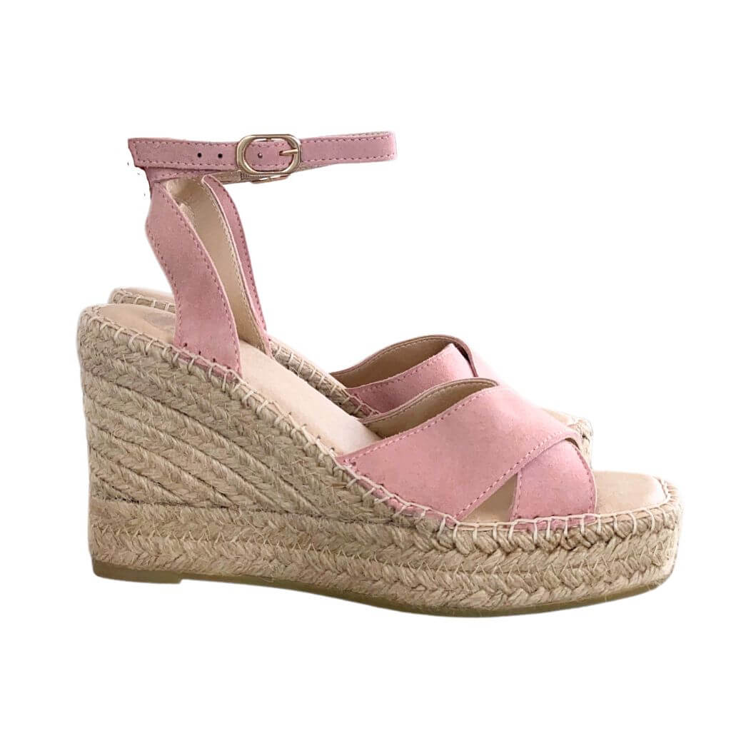 Lucia Espadrille Wedge in Rose - Shoeq